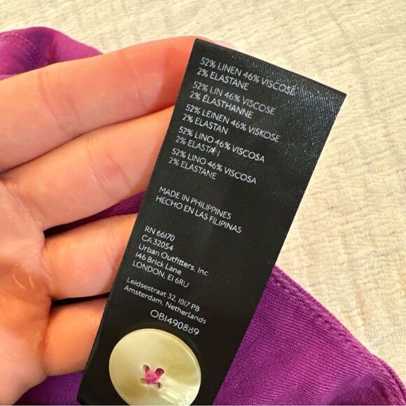 Maeve Anthropologie Purple The Colette Cropped Linen Wide Leg Pants Size 12P - Picture 9 of 13